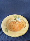 Large Williams Sonoma Pumpkin Themed Centerpiece Bowl Hand Crafted Pottery Italy *Read Description*