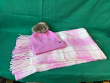 Steve Madden Scarf And Hat Set Pink Plaid
