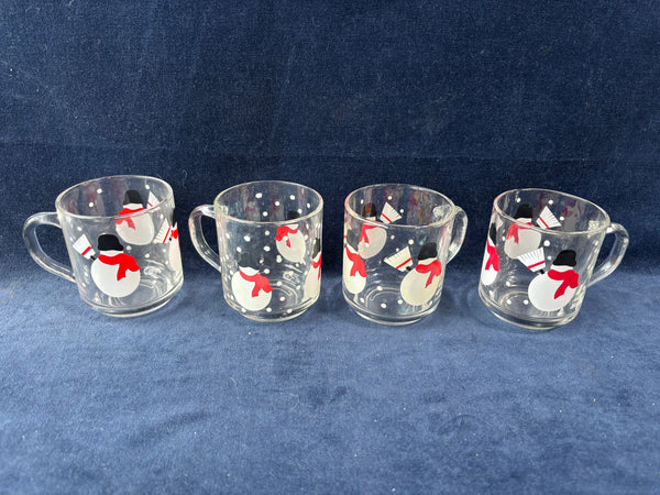 Set Of 4 Luminarc Snowman Mugs *Read Description*