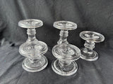 Lot Of 5 Clear Glass Candle Stick Holders