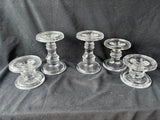 Lot Of 5 Clear Glass Candle Stick Holders