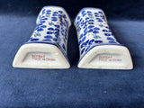 Pair Of Bombay Porcelain Wall Pockets Blue/Green Butterflies