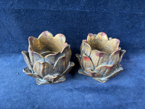 Pair Of Lotus Candle Holders