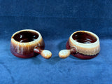 Pair Of McCoy Brown Drip Glaze Soup Bowls With Handles