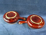 Pair Of McCoy Brown Drip Glaze Soup Bowls With Handles