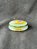 Peint Main Limoges France Oval Floral Trinket Box (C)