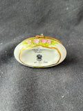 Peint Main Limoges France Oval Floral Trinket Box (C)