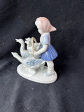 Gerold Porzellan Bavaria Western-Germany Figurine Girl w/Basket & Geese *Read Description*