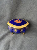Limoges Porcelain Trinket Box Cobalt Blue,Gilded Romantic Couple Scene