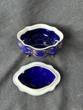 Limoges Porcelain Trinket Box Cobalt Blue,Gilded Romantic Couple Scene