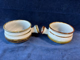 Pair Of Speckled Handled Soup Bowls