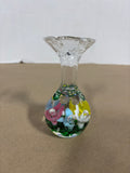 Maude And Bob St. Clair Art Glass Floral Paperweight Vase