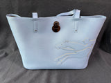 Longchamp Shop It Blue Gray Leather Tote Bag W/ Dust Bag