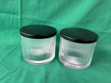 Pair Of Ribbed Glass Canisters