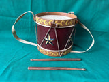Primitive Folk Art Drum with Drumsticks – Hand-Painted Star Design