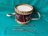 Primitive Folk Art Drum with Drumsticks – Hand-Painted Star Design