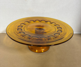Indiana Amber Glass Style Pedestal Cake Plate