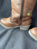 Disney Toy Story Woody Bullseye Cowboy Boots Side Zip Brown Toddler Boys Size 6