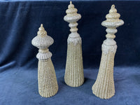 Set Of 3 Table Top Gold Toned Finials