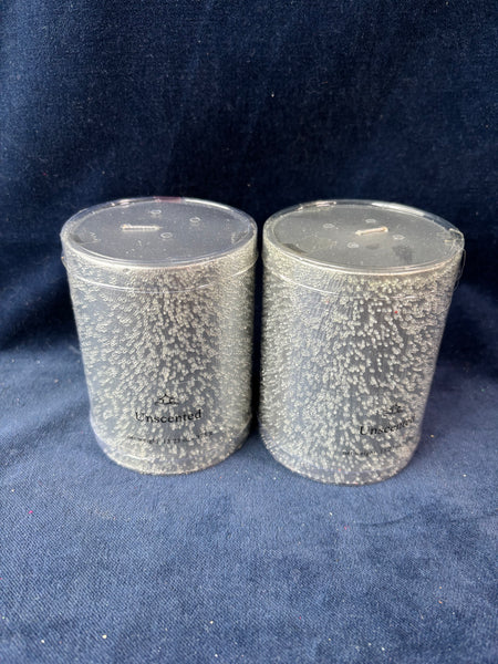 Pair Of Unscented Silver Toned Unused Candles