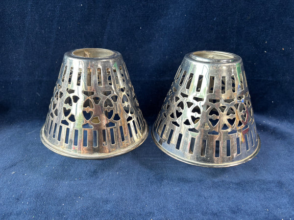 Pair Of Silver Plated Candle Holders Ornate / Lamp