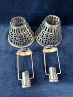 Pair Of Silver Plated Candle Holders Ornate / Lamp