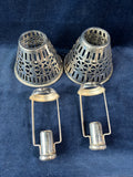 Pair Of Silver Plated Candle Holders Ornate / Lamp