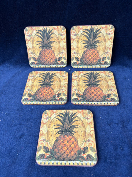 Set Of 5 Pimpernel Golden Pineapple Coasters