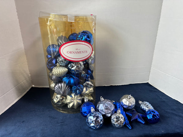 Assorted Blue/Silver Toned Ornaments