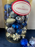Assorted Blue/Silver Toned Ornaments