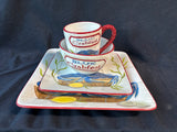 4-Piece Ceramic Kate McRostie Blue Crabfest Certified International Dish Lot