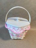 Longaberger 2001 Whitewashed Horizon of Hope Hexagon Basket W/ Liner And Protector (O) *Read Description*