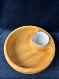 Wood Chip & Dip Server With Ceramic Bowl Insert