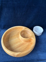 Wood Chip & Dip Server With Ceramic Bowl Insert