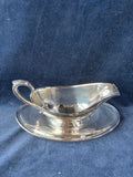 Gorham Silverplate Gravy Boat with Attached Plate