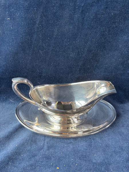 Gorham Silverplate Gravy Boat with Attached Plate