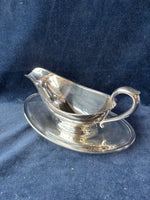 Gorham Silverplate Gravy Boat with Attached Plate