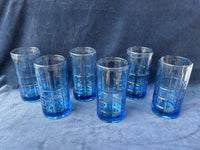 Set Of 6 Anchor Hocking Tartan Blueberry Iced Tea Glasses