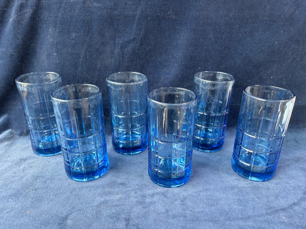 Set Of 6 Anchor Hocking Tartan Blueberry Iced Tea Glasses