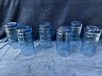 Set Of 6 Anchor Hocking Tartan Blueberry Iced Tea Glasses