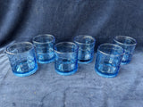Set Of 6 Anchor Hocking Tartan Denim Blue Old Fashioned Lowball Glasses