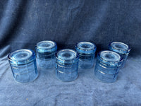 Set Of 6 Anchor Hocking Tartan Denim Blue Old Fashioned Lowball Glasses