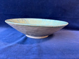 Large Sea Foam Green Glazed Pottery Bowl; Signed