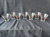 Set Of 7 Santa Stemless Martini Pedestal Glasses