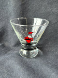 Set Of 7 Santa Stemless Martini Pedestal Glasses