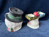 Pair Of Snowman Candle Holders