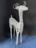 Pair Of Glittery Wired Reindeers Figurines