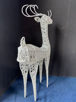 Pair Of Glittery Wired Reindeers Figurines