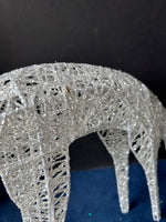 Pair Of Glittery Wired Reindeers Figurines