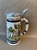 Avon Style 1983 Handmade Brazil Ceramic Football Beer Stein w/ Metal Lid